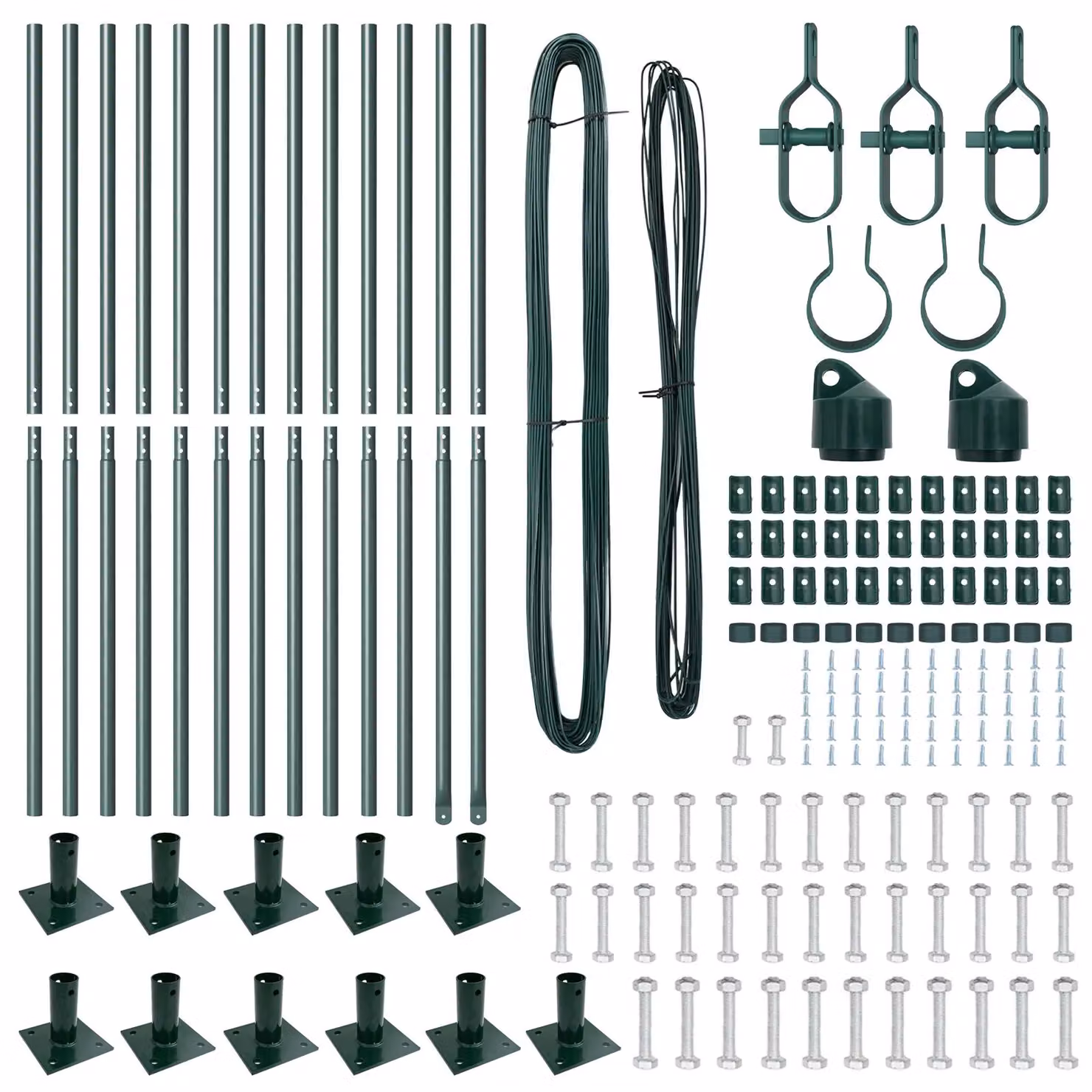Berkfield Home Green Metal Round Fence Post Kit, Set of 26, W/D/H: 3.2 x 3.2 x 83.5 cm – 4