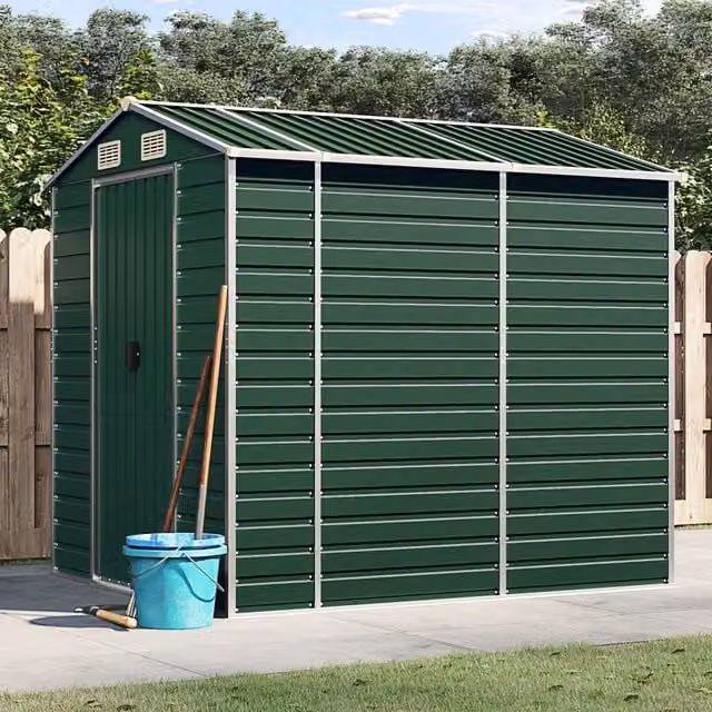 Berkfield Home Green Galvanised Steel Garden Pent Shed W/D/H: 191 x 215 x 198 cm – 1