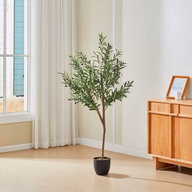 Breeins Artificial Mediterranean Olive Tree in Green Pot, Height: 175 cm