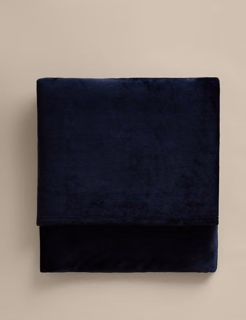 M&S Navy Blue Fluffy Soft Fleece Throw