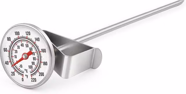 Innoteck Silver Milk Frothing Thermometer with Clip and Analogue Dial, Height: 16 cm