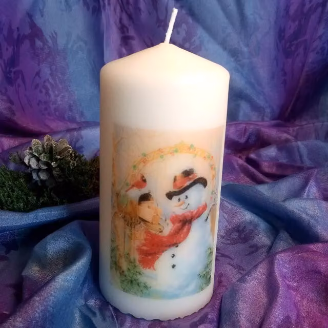 Viki Christmas Snowman Candle in White