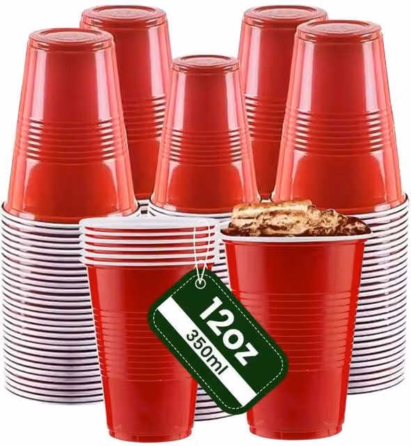 ECONX Red Disposable Plastic Party Cups, 12oz, 50 Pieces