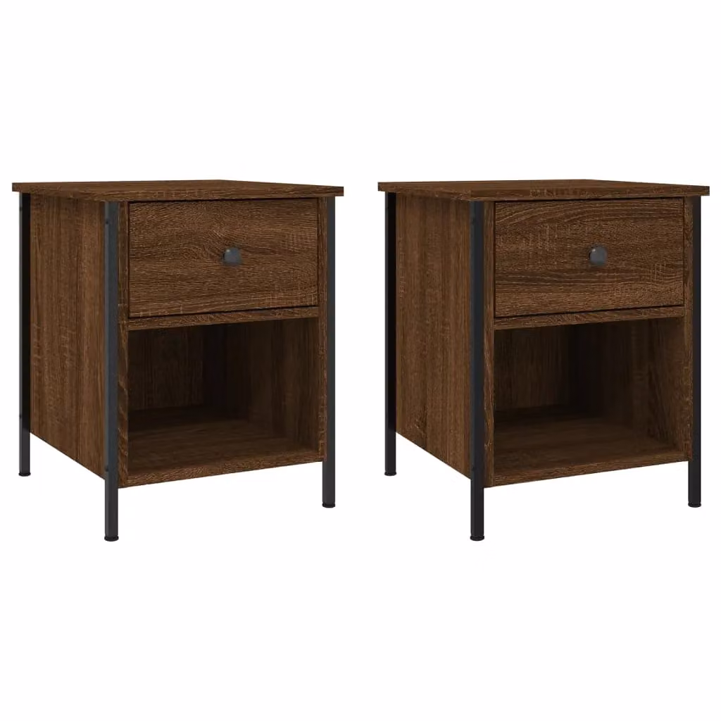 Berkfield Home Set of 2 Brown Oak Bedside Cabinets, W/D/H: 40 x 42 x 50 cm – 2