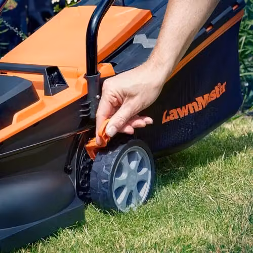 LawnMaster MX 24V 32cm Cordless Lawnmower in Orange with Rechargeable Battery and Fast Charger – 6