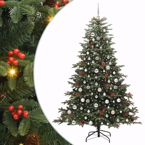 vidaXL Artificial Christmas Tree with 300 LEDs in Green, Height: 210 cm