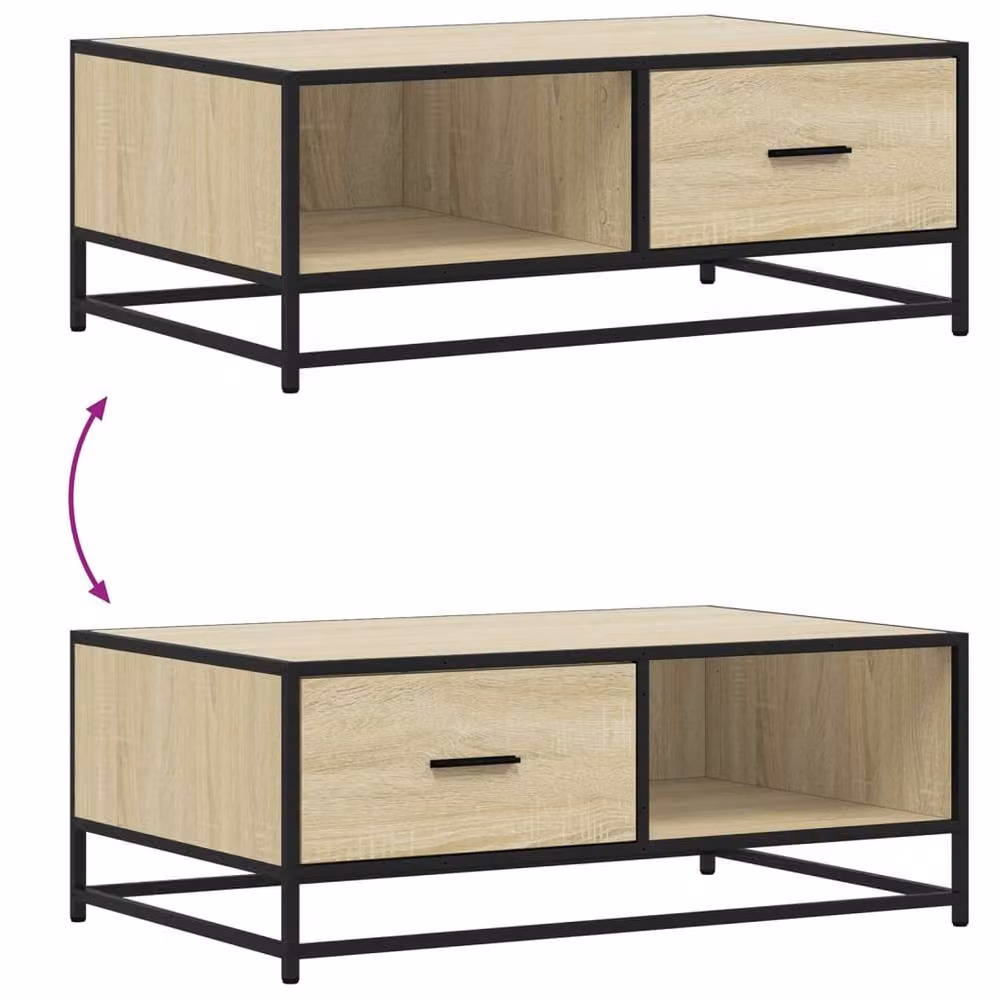 Berkfield Home Sonoma Oak Coffee Table in Light Tan, W/D/H: 90 x 57 x 35 cm – 3