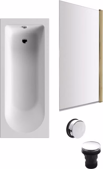 Balterley Round Bath Set in White with Brass Screen, Front Panel and Chrome Waste, W/D/H: 170 x 70 x 3 cm
