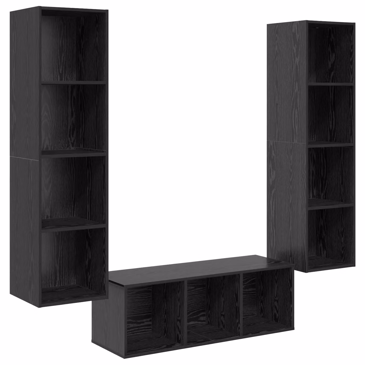 Berkfield Home 3-Piece Wall-Mounted TV Cabinet and Shelf Set in Black Oak – 2