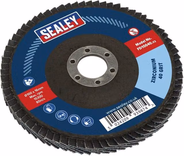 Loops 100mm Zirconium Depressed Centre Flap Disc for Angle Grinders, 40 Grit, 16mm Bore – 1