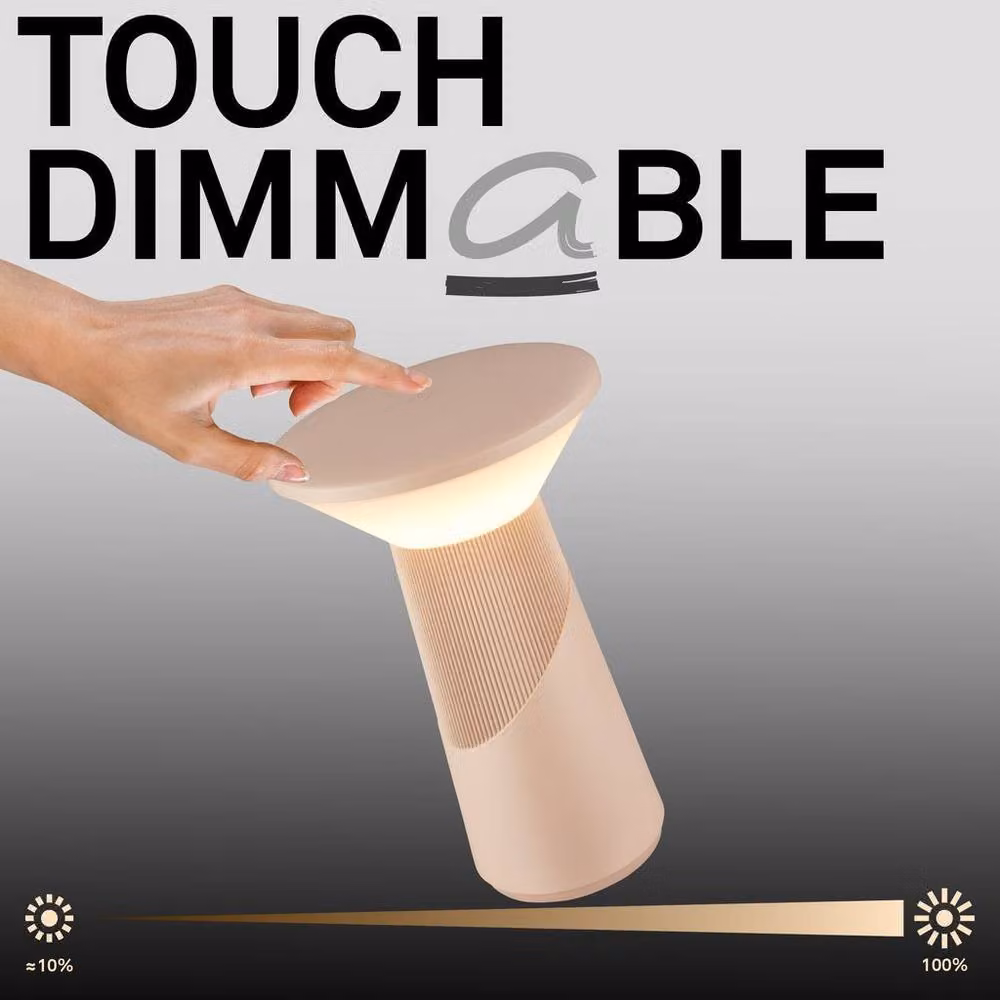 Briloner Pilia Rechargeable LED Table Lamp, Beige, H 24 cm x W 15 cm, IP44 Dimmable Touch Light – 8