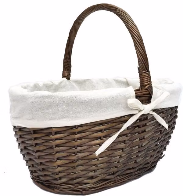 Topfurnishing Oval Wicker Garden Trug Basket with Handle, Brown, 35 cm