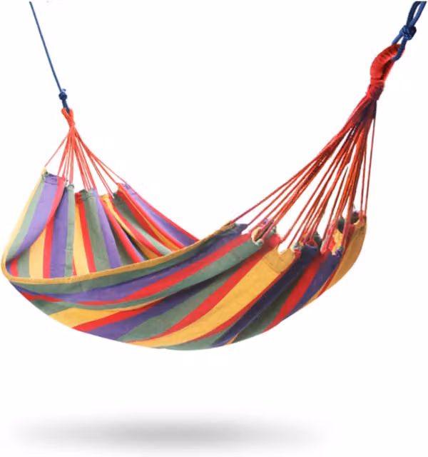 Primrose Double Hammock with Travel Bag and Fittings in Purple and Multicolour