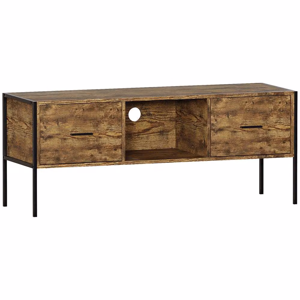 Vida Designs Brooklyn Industrial 2 Drawer TV Unit in Brown – 2