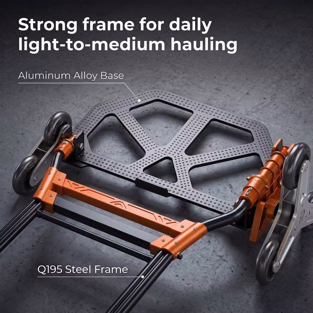 NESTLUNE Heavy Duty Foldable Trolley on Wheels, Black and Orange, W: 52 cm, D: 52 cm, H: 52 cm – 4