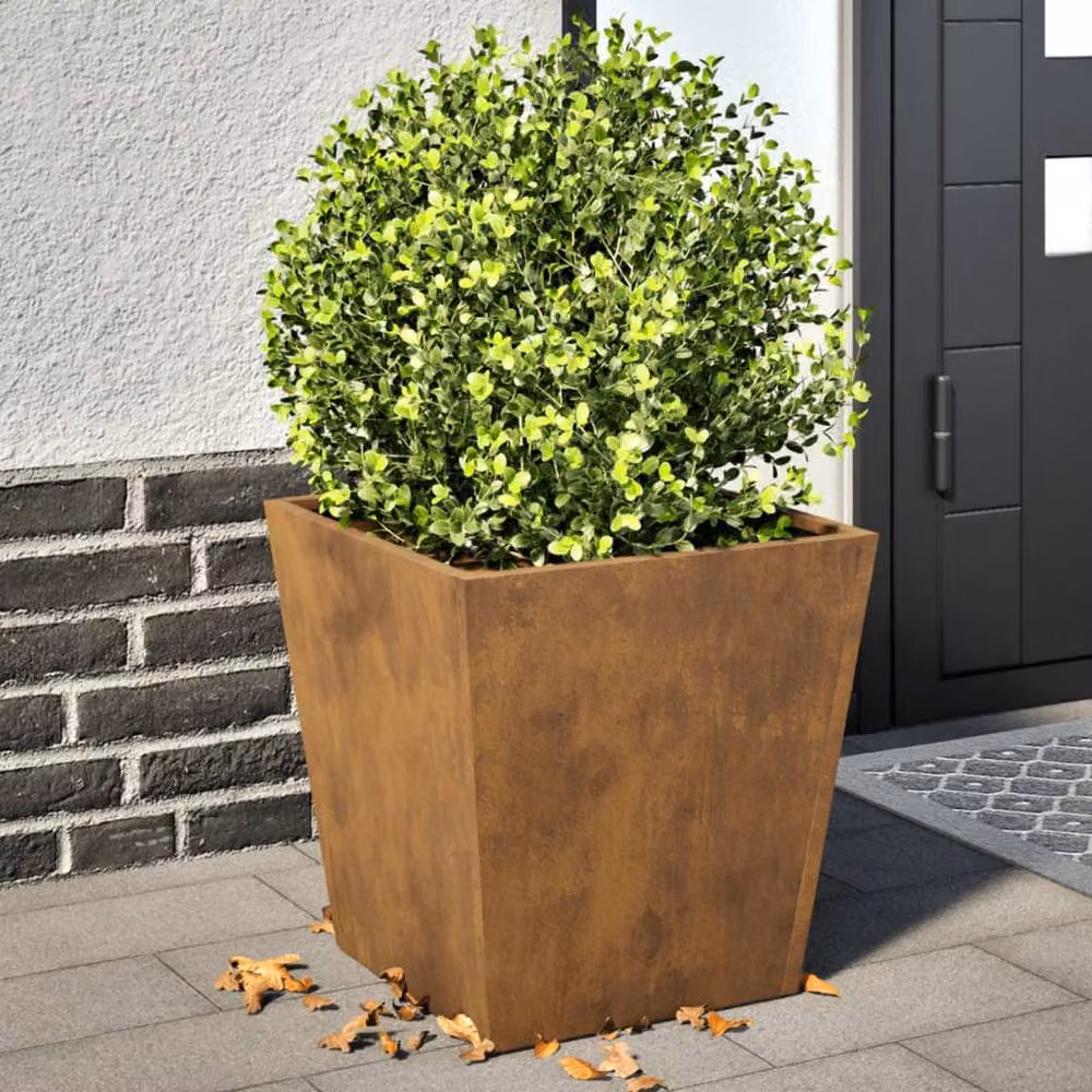 Berkfield Home Corten Steel Garden Planter Tubs in Brown, 2 Pack, W/D/H: 40 x 40 x 40 cm – 2