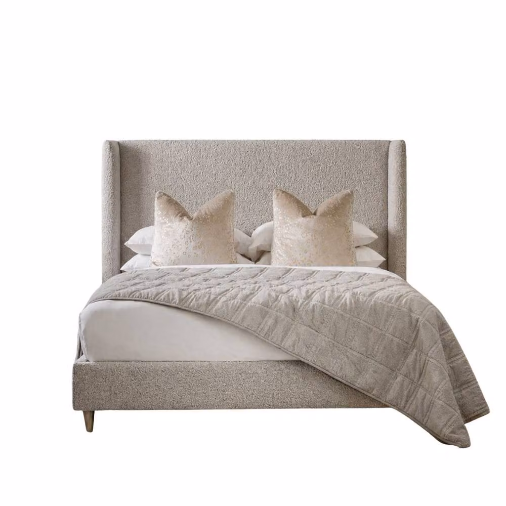 Stratus Interiors Teddy Boucle Wingback Bed Frame in Beige with Lift Up Base, Size: 180 x 200 cm – 2