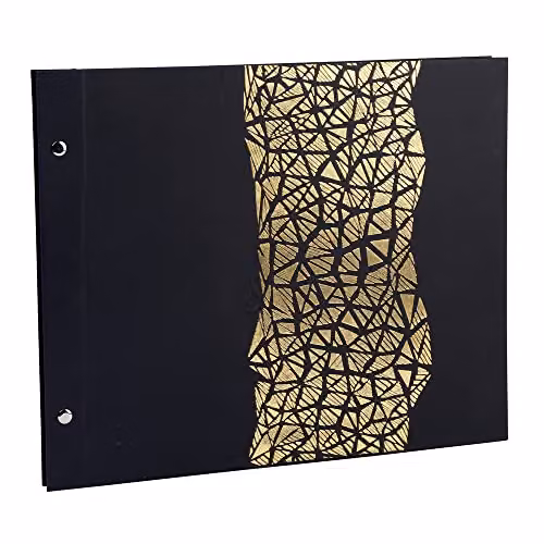 Exacompta ARAMY Screw-Post Photo Album, 160 Photos, 40 Pages, Black and Gold, W: 37 cm, H: 29 cm – 1