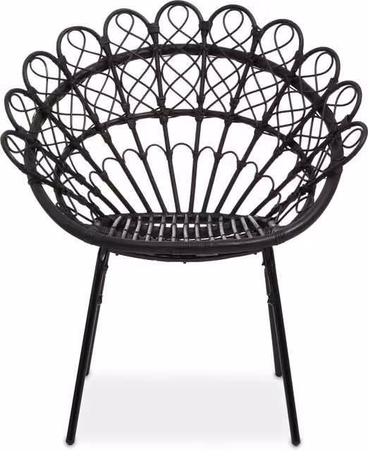 Orsina Black Rattan Round Peacock Chair with Metal Legs – 2