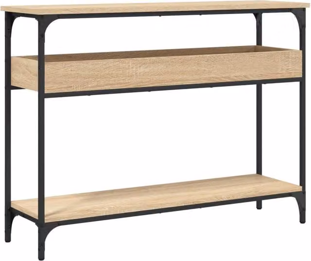 Berkfield Home Sonoma Oak Console Table with Shelf in Tan, W/D/H: 100 x 29 x 75 cm – 1