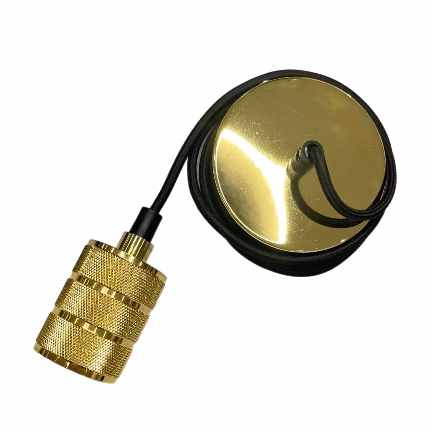 CGC Lighting Sydney II Gold Knurled Two Band Adjustable 1.5m E27 Ceiling Pendant with Matching Ceiling Rose – 3