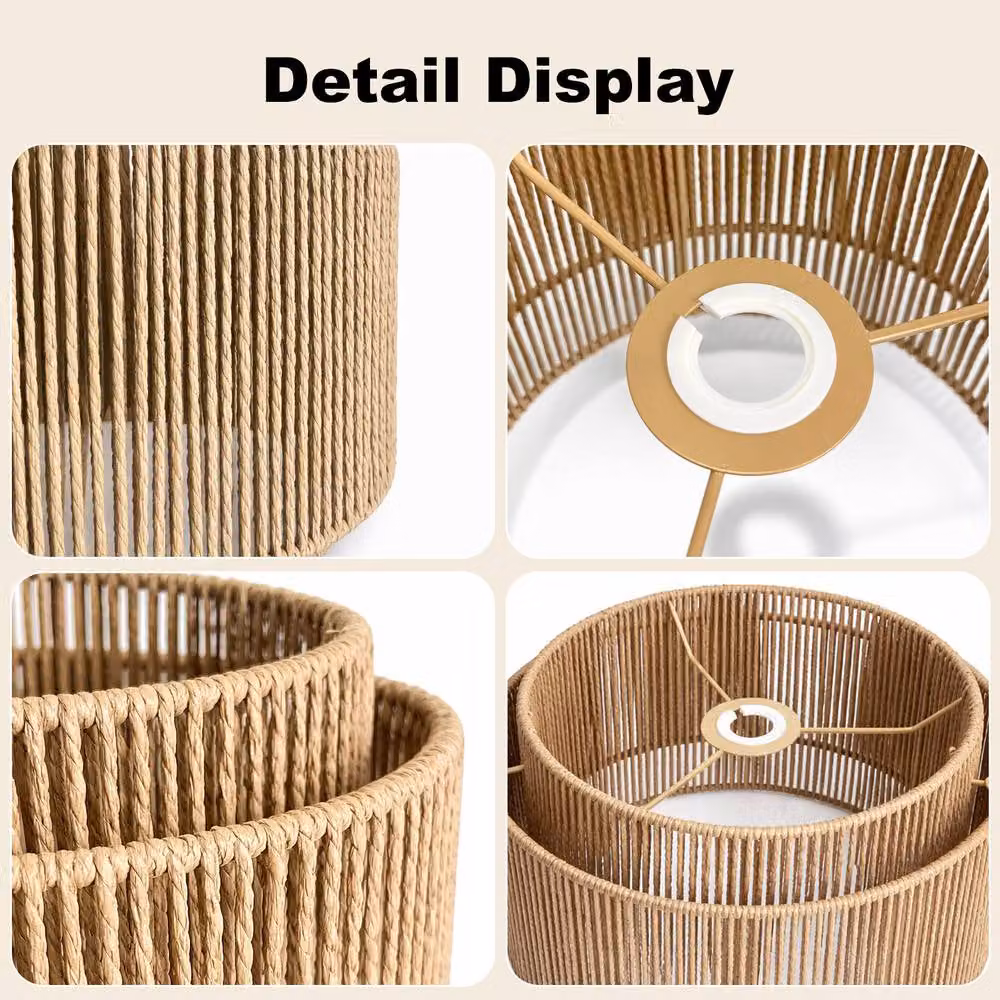 Voltico Double Tier Rattan Pendant Ceiling Lampshade, Brown, Diameter: 30 cm – 2