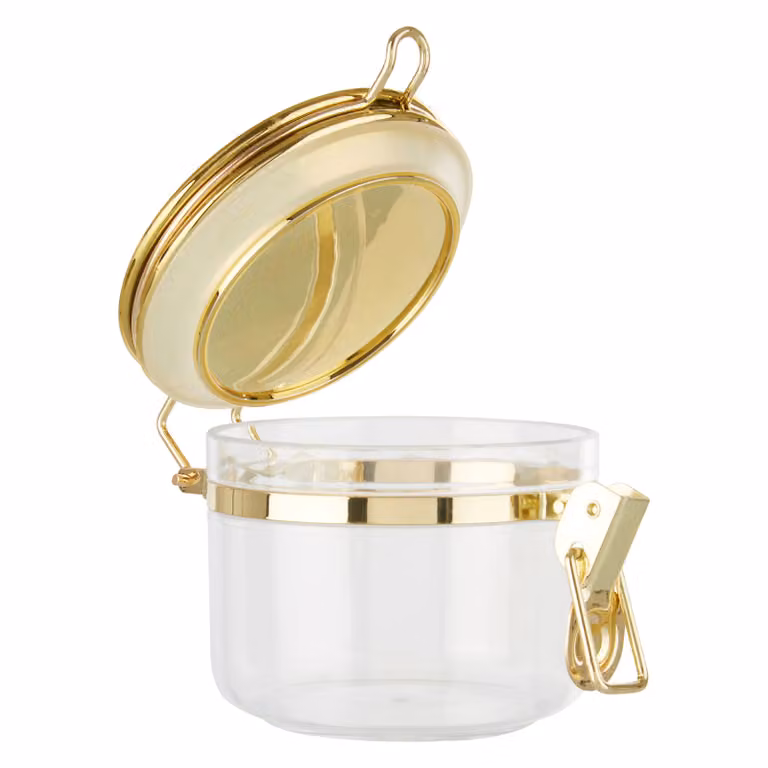 Orsina Elegant Retro Gold Glass Storage Jar with Silver Metal Lid, 450 ml