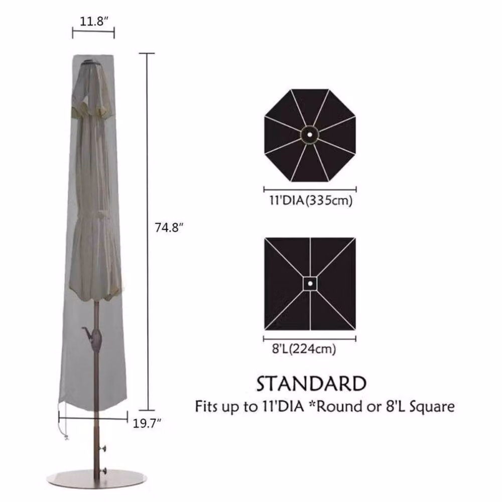 EONLION Black Polyester Garden Parasol Cover, Diameter: 100 cm, Height: 190 cm – 2