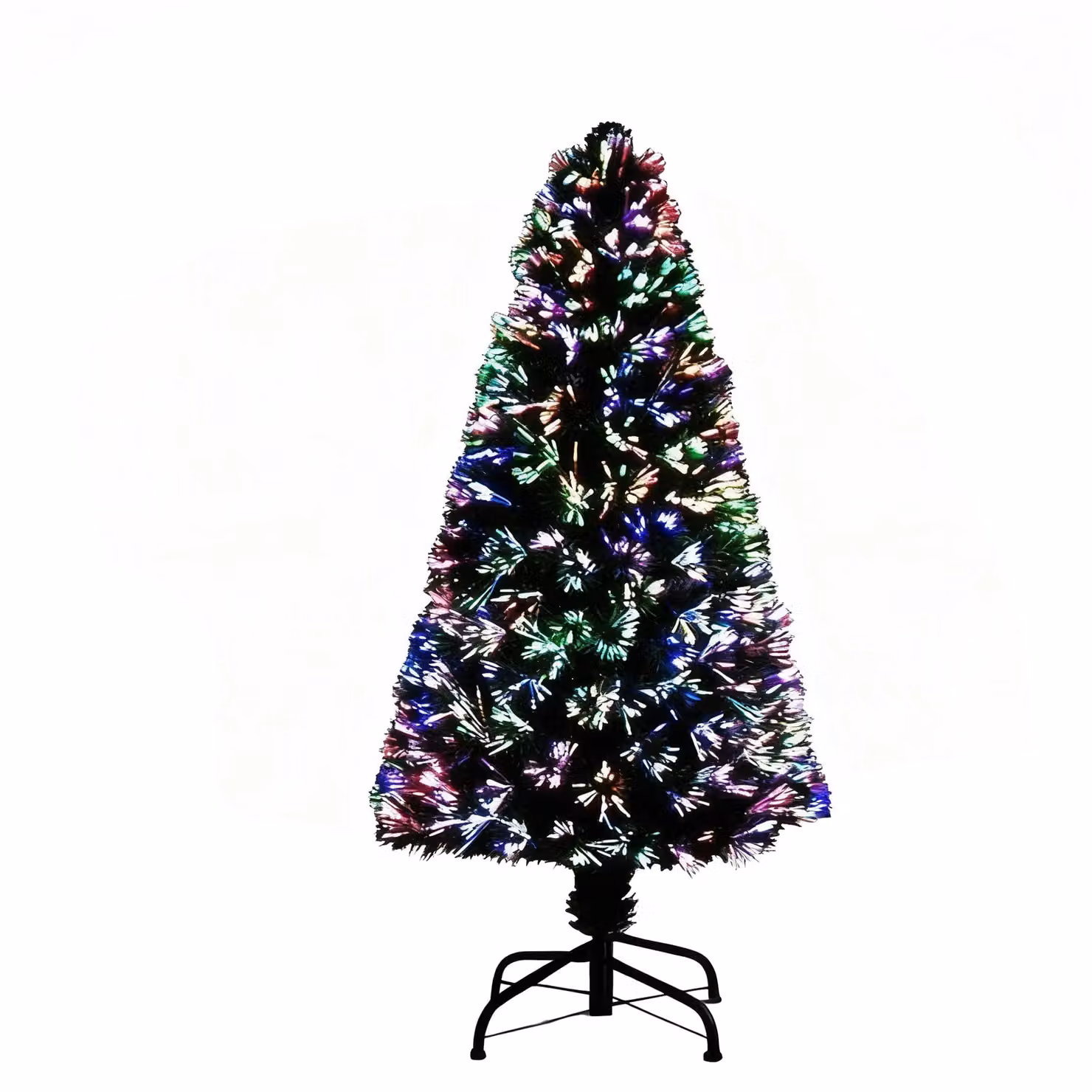 Shatchi Multicolour Fibre Optic LED Pre-Lit Christmas Tree in Green, Height: 150 cm – 2