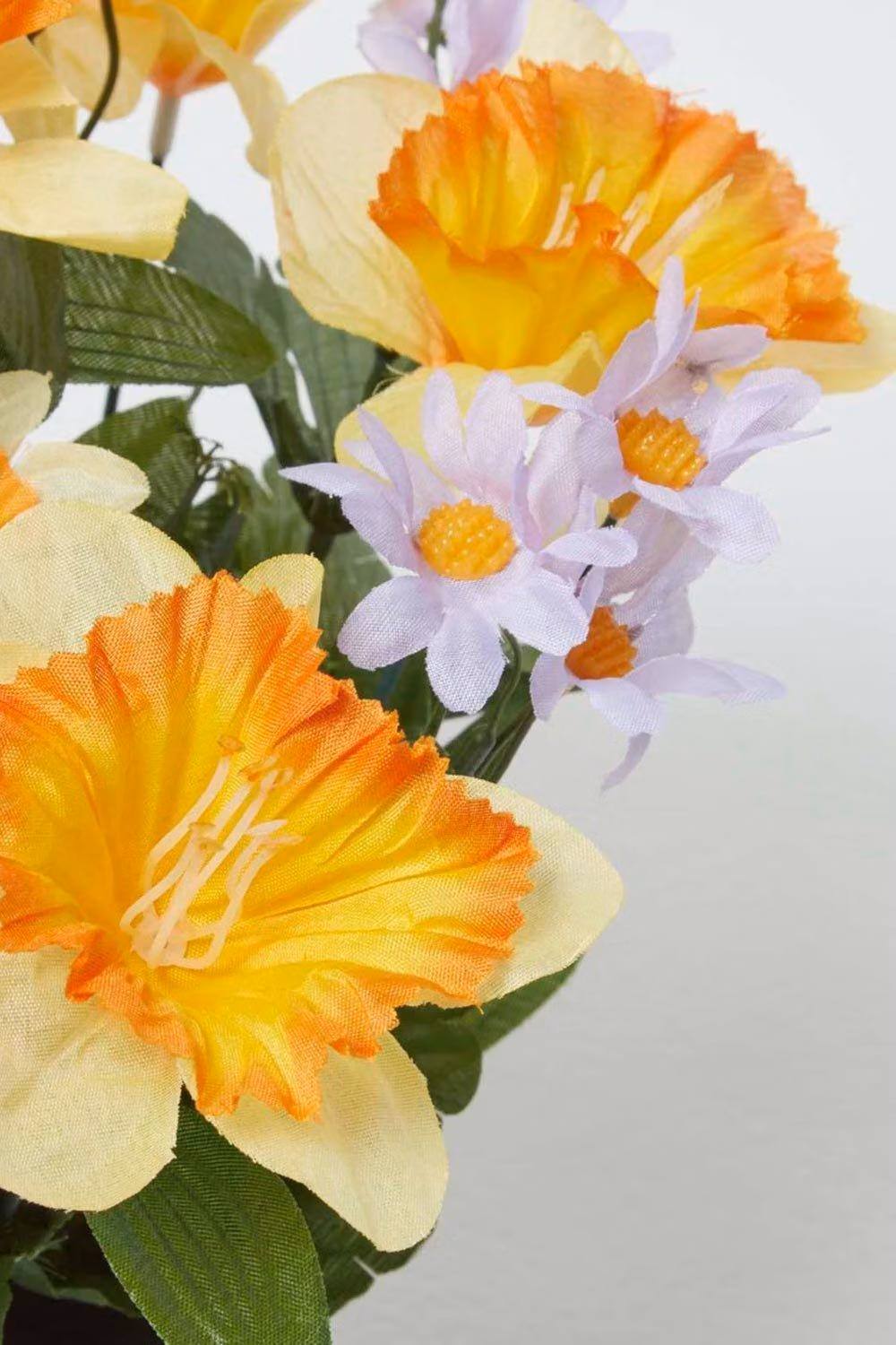 Homescapes Set of 2 Green, Yellow and Purple Artificial Spring Flowers in Black Grave Vase, Height: 30 cm – 2
