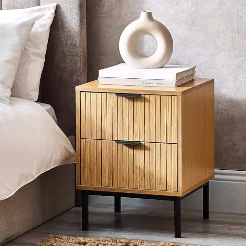 Julian Bowen Sia 2 Drawer Bedside Table in Oak