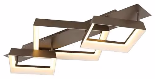 Globo Lighting Modern Square Semi Flush Ceiling Light in Brown with LED Warm White Output, W/D/H: 85.0 x 49.5 x 12.0 cm – 1