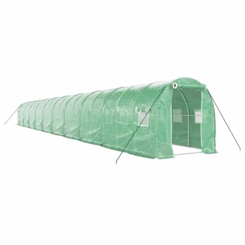 vidaXL Greenhouse with Green Steel Frame, 40 m², W/D/H: 20 x 2 x 2 m – 1