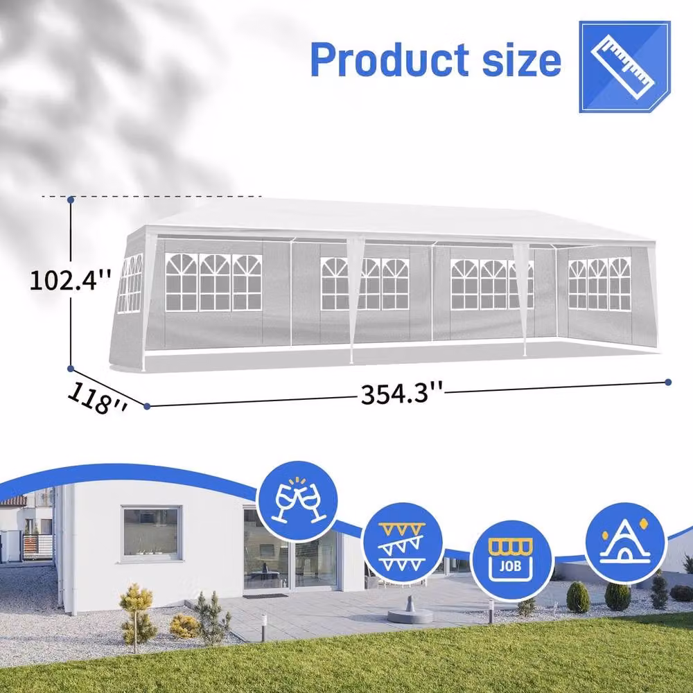 NESTLUNE Waterproof Outdoor Party Tent for Weddings and Events, White, W: 300 cm, D: 900 cm, H: 100 cm – 2