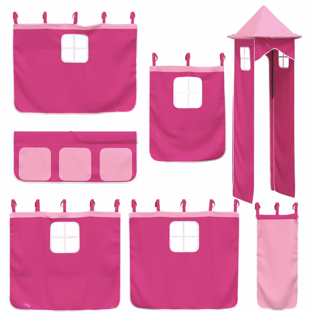 Berkfield Home Pink Polyester Opaque Loft Bed Curtains for Children – 3