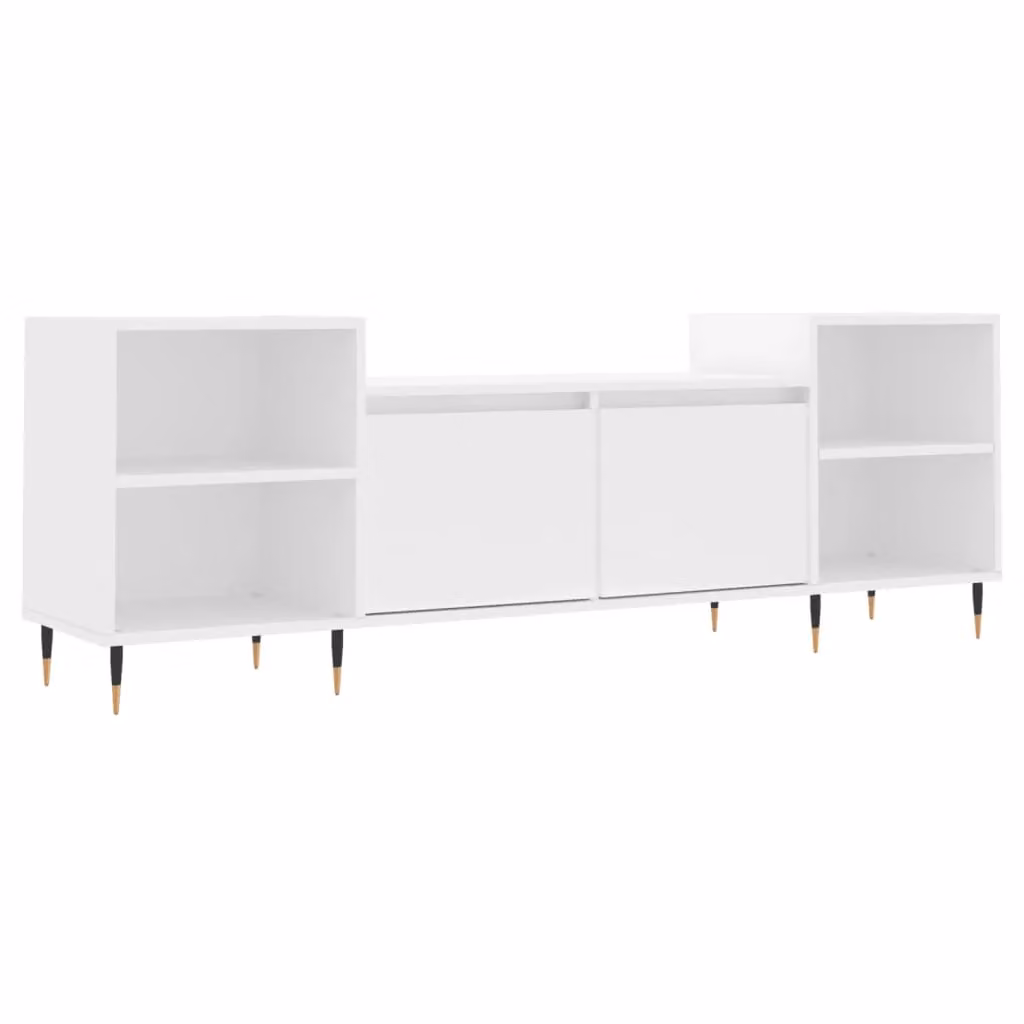 Berkfield Home Modern White TV Cabinet with Doors and Open Shelves, W/D/H: 160 x 35 x 55 cm – 2