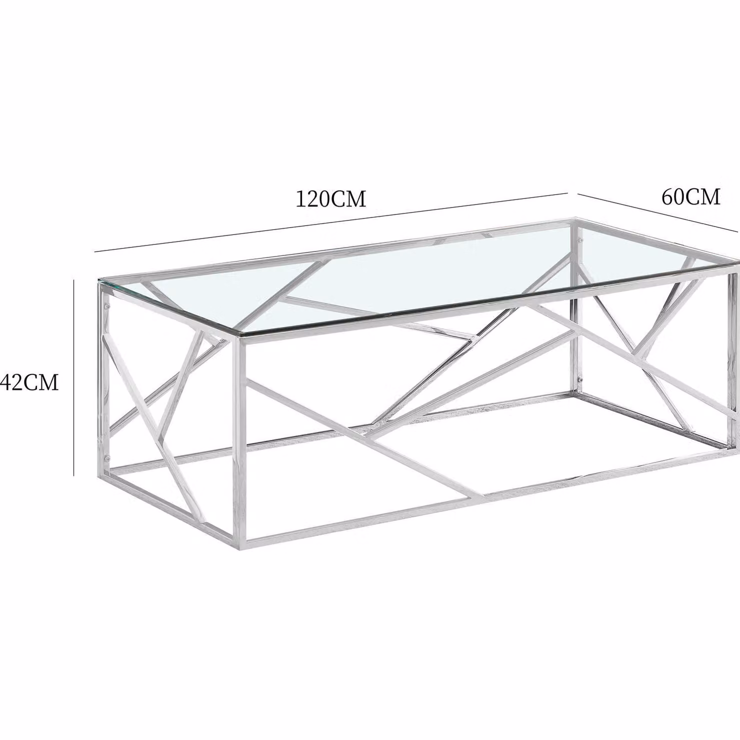 Comfy Living Modern Rectangular Glass and Metal Coffee Table in Silver – 2
