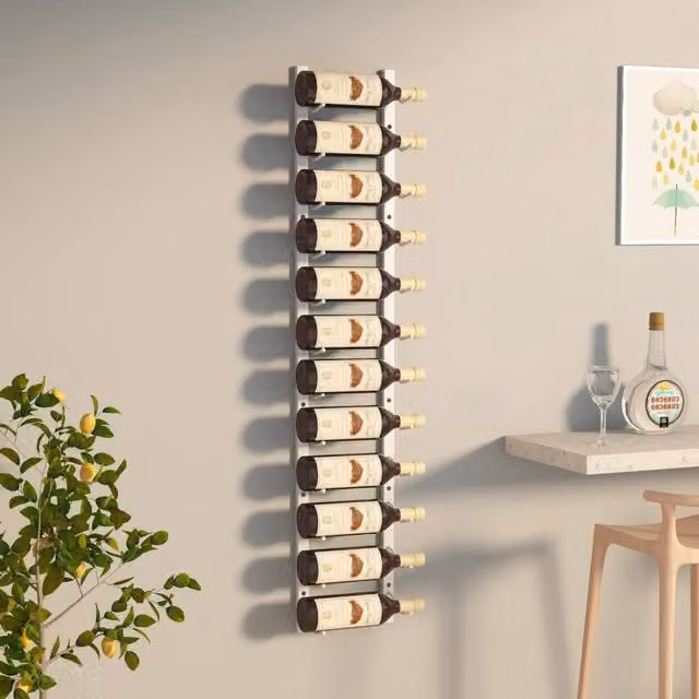 Berkfield Home Wall Mounted White Lacquered Metal Wine Rack for 12 Bottles
