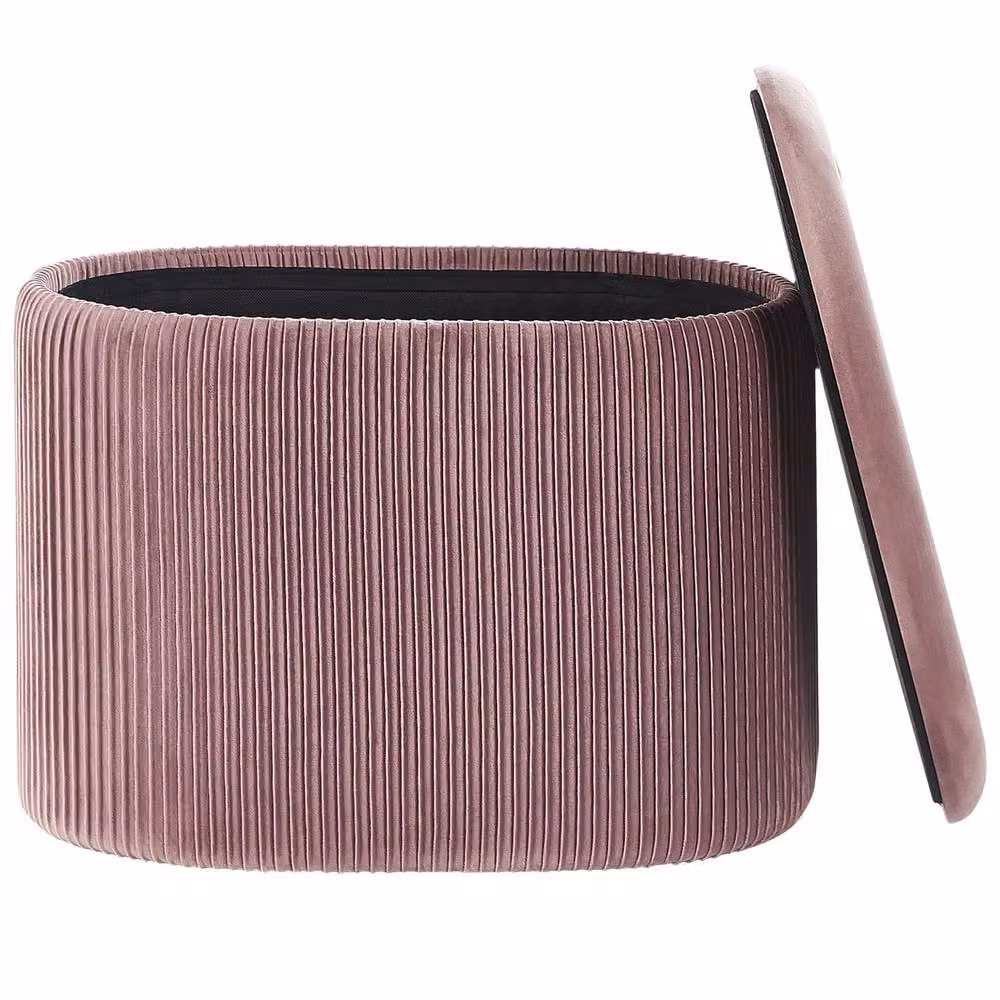 Wyld and Coco Pink Velvet Storage Pouffe – 3