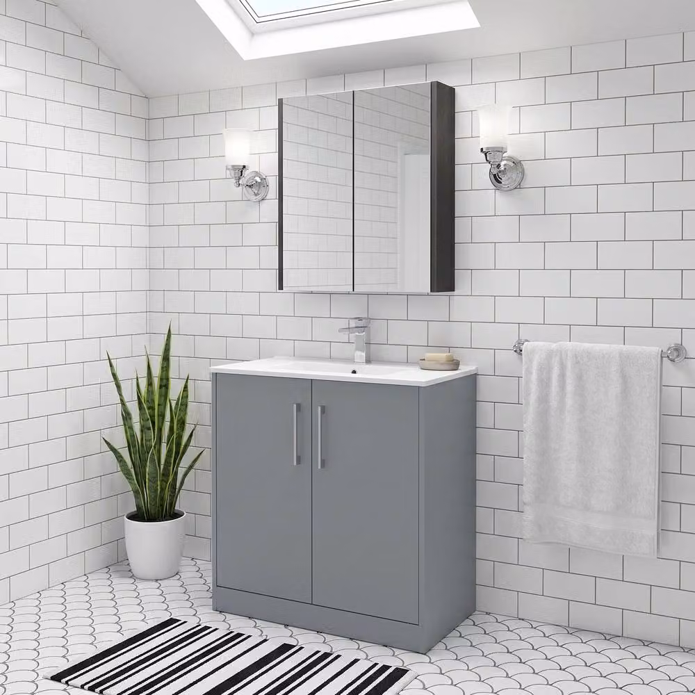 Balterley Winshill Contemporary 2 Door Floor Standing Vanity Basin Unit, Grey, W: 80 cm, D: 82.1 cm, H: 80 cm – 2