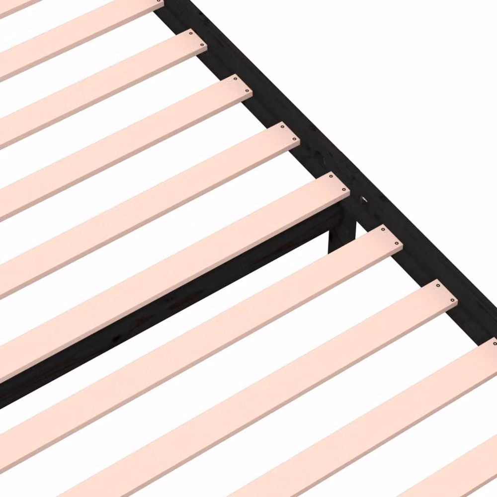 Berkfield Home Small Single Solid Wood Bed Frame in Black, W: 75 cm, L: 190 cm – 5