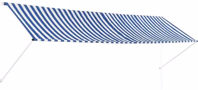 Berkfield Home Retractable Striped Awning in Blue and White, W: 400 cm, D: 150 cm