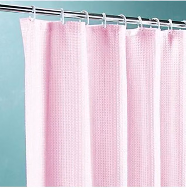 KDMD Waterproof Quick Dry PEVA Shower Curtain with Hooks, Pink, W: 180 cm, H: 220 cm