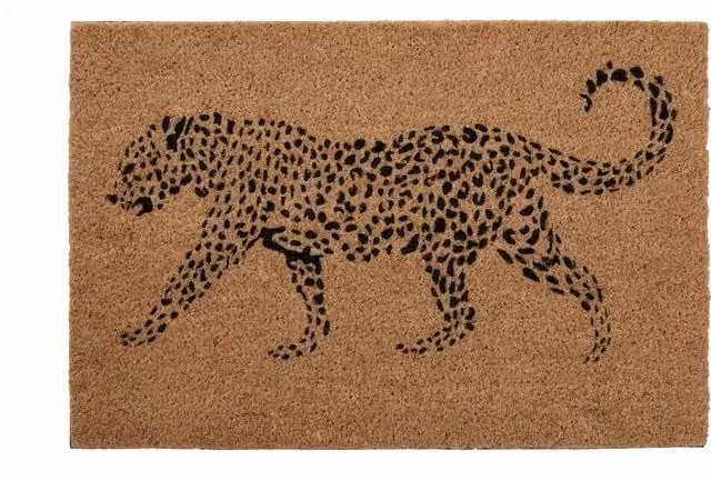 Orsina Leopard Doormat in Brown, Diameter: 100 cm