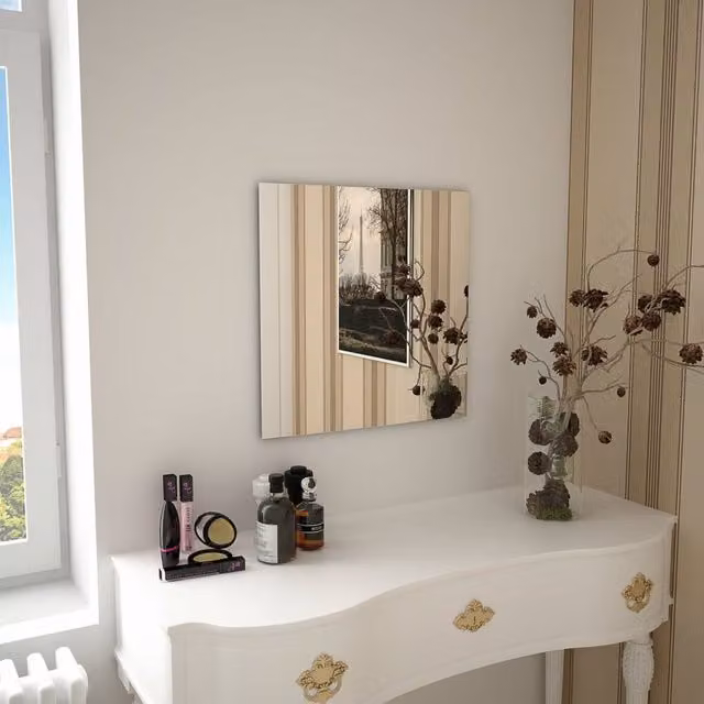 Berkfield Home Minimalist Square Glass Wall Mirror in Silver, W/H: 50 x 50 cm – 1
