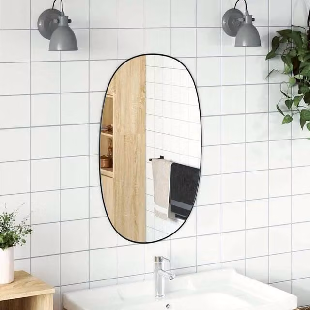 Berkfield Home Rectangular Wall Mirror in Black, W: 70 cm, H: 45 cm – 1