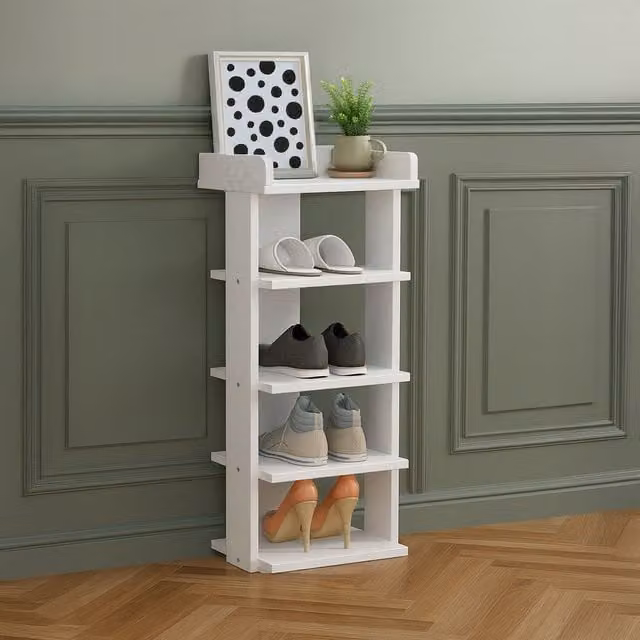 Neo Multi Layer Wooden Shoe Rack Storage Organiser in White