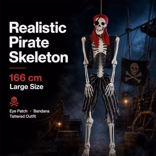 Yezi Halloween Hanging Skeleton Decor in White and Black, Height: 166 cm – 2