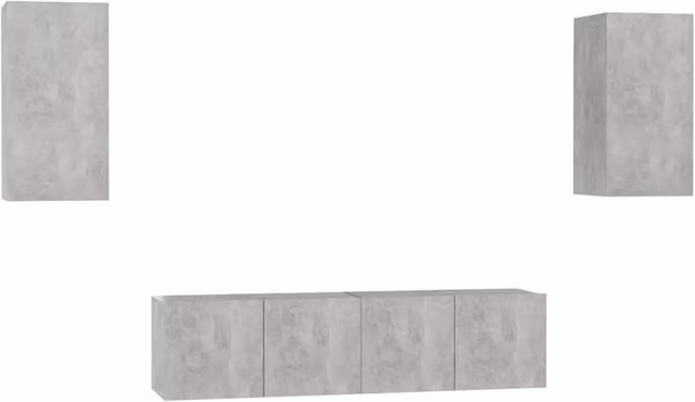 Berkfield Home 4 Piece Modern TV Cabinet Set in Matt Concrete Grey Engineered Wood – 1