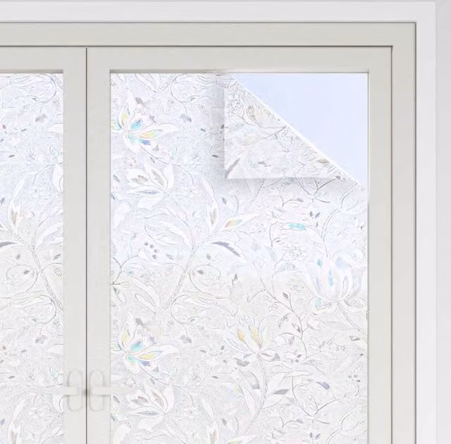 Berkfield Decorative Window Films, 2 Pack Frosted Floral Pattern PVC in Clear